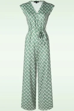 Smashed Lemon Adeline Jumpsuit In Legergroen En Gebroken Wit>Vrouwen Playsuits & Jumpsuits