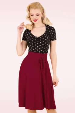 Vintage Chic for Topvintage Aliyah Swingrok In Donkerrood>Vrouwen Rokken