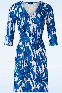 Smashed Lemon Amira Flower Jurk In Blauw En Wit>Vrouwen Plus Size Jurken