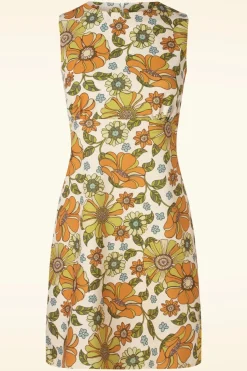 Vintage Chic for Topvintage Amy Bloemen Jurk In Oranje En Groen>Vrouwen Plus Size Jurken