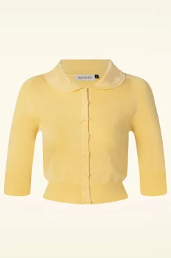 Banned Retro April Cardigan Met Korte Mouwen In Citroen>Vrouwen Vestjes