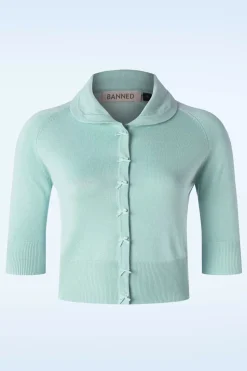 Banned Retro April Cardigan Met Korte Mouwen In Aqua Blauw>Vrouwen Vestjes