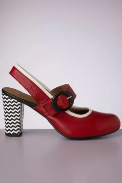 Nemonic Arrow Leather Slingback Pumps In Rood>Vrouwen Pumps