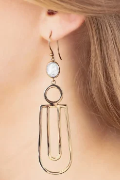 Very Cherry Art Deco Festive Oorbellen In Goud En Maansteen Wit>Vrouwen Sieraden