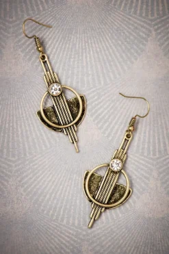 Lovely Art Deco Koperen Oorbellen In Goud>Vrouwen Sieraden