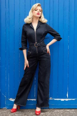 Rock-a-Booty Audrey Jumpsuit In Donker Denim>Vrouwen Playsuits & Jumpsuits