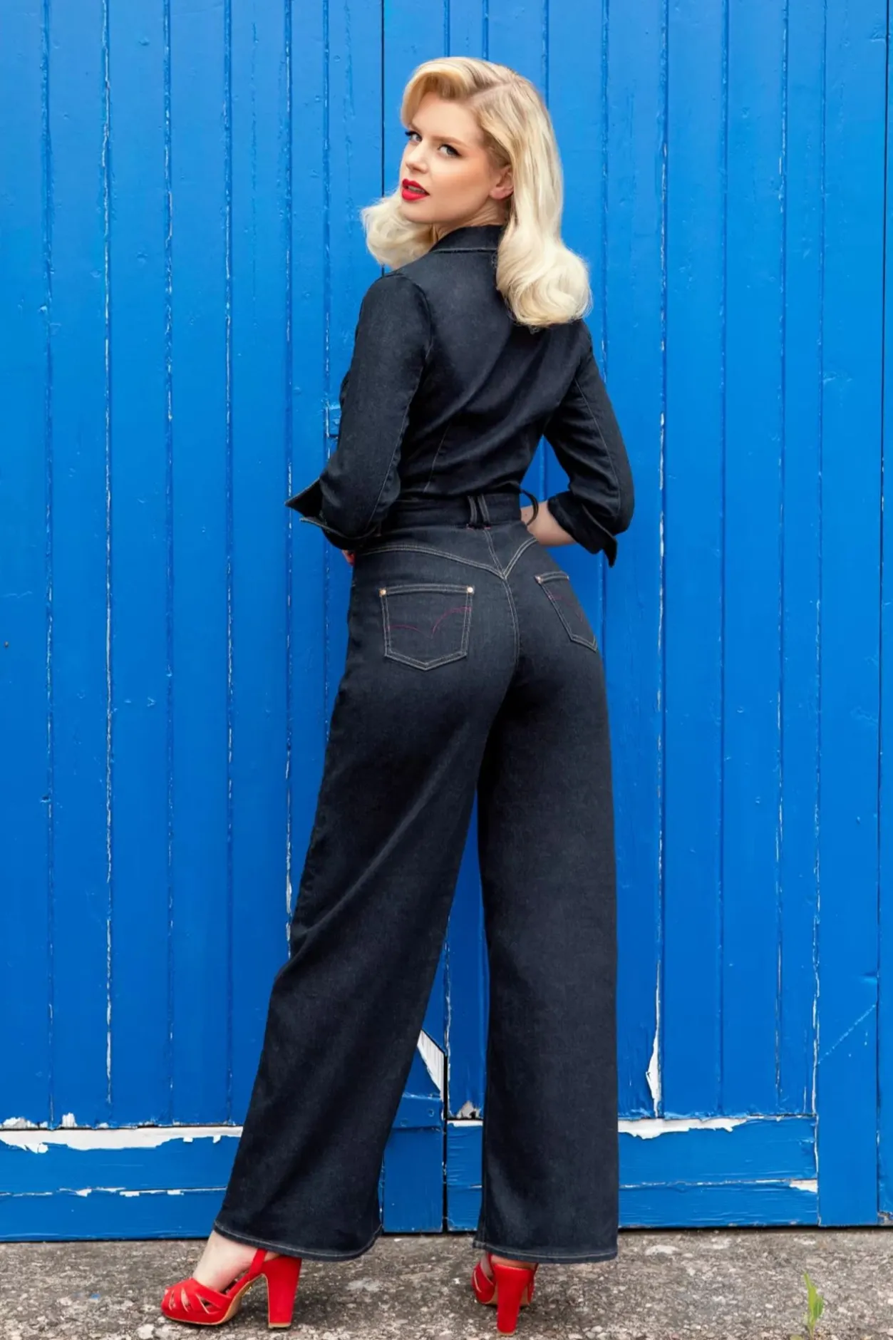 Rock-a-Booty Audrey Jumpsuit In Donker Denim>Vrouwen Playsuits & Jumpsuits