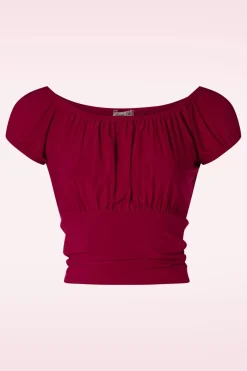 Vintage Chic for Topvintage Belinda Off-Shoulder Top In Rood>Vrouwen Tops