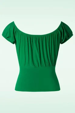 Vintage Chic for Topvintage Belinda Off-Shoulder Top In Groen>Vrouwen Tops