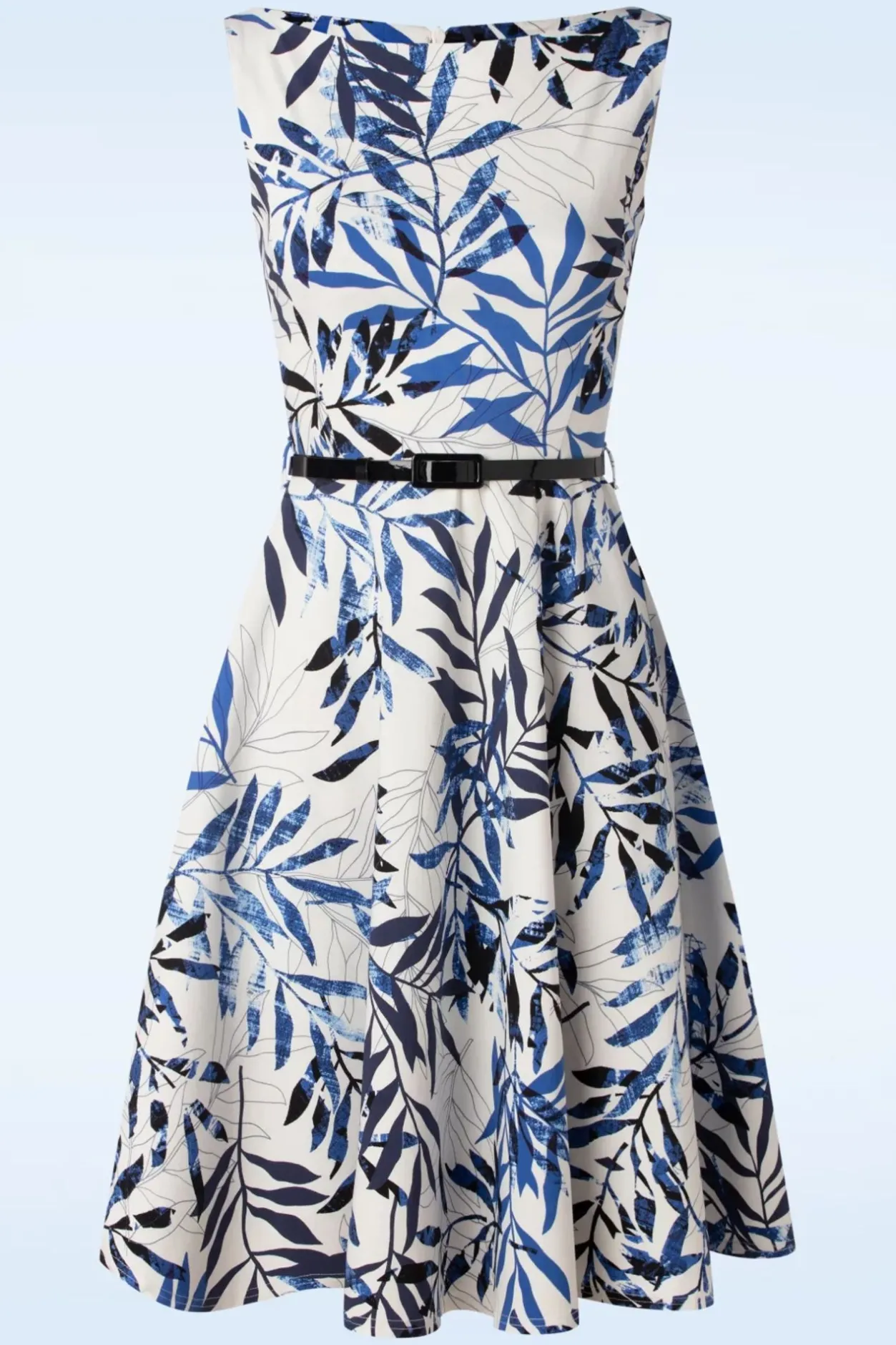 Vintage Chic for Topvintage Blue Leaf Swingjurk In Wit>Vrouwen Plus Size Jurken