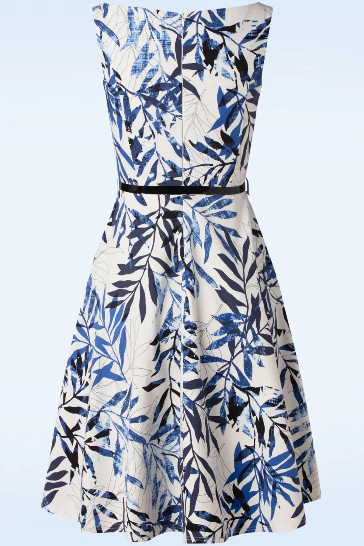 Vintage Chic for Topvintage Blue Leaf Swingjurk In Wit>Vrouwen Plus Size Jurken