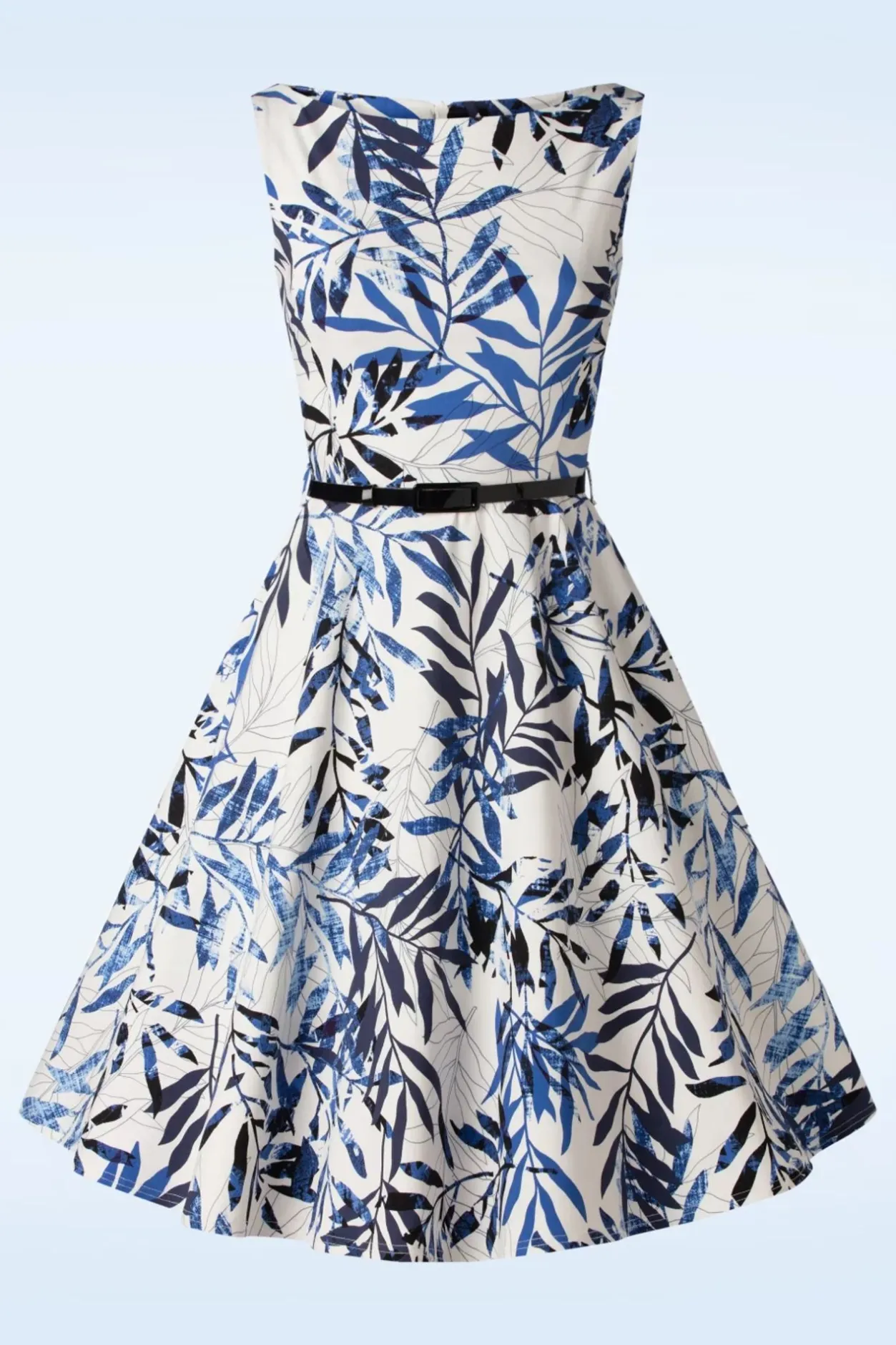 Vintage Chic for Topvintage Blue Leaf Swingjurk In Wit>Vrouwen Plus Size Jurken