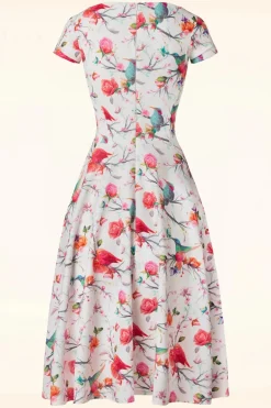 Vintage Chic for Topvintage Blythe Birds Swing Jurk In Wit><noscript><img width=