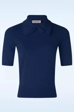 Banned Retro Bow Delight Jumper In Marineblauw>Vrouwen Truitjes