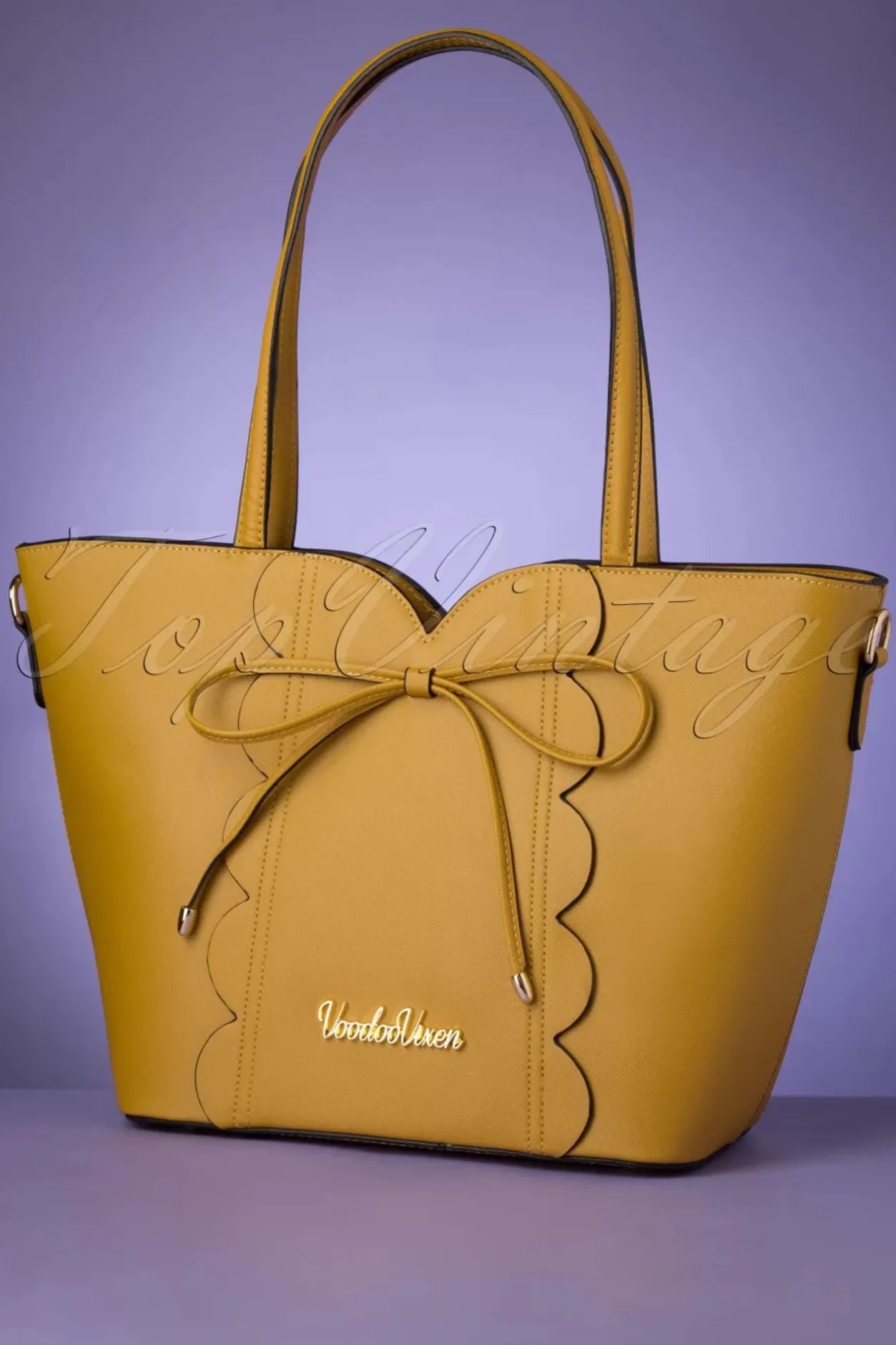 Vixen Bow Front Geschulpte Shopper Tas Mosterd Geel>Vrouwen Tassen