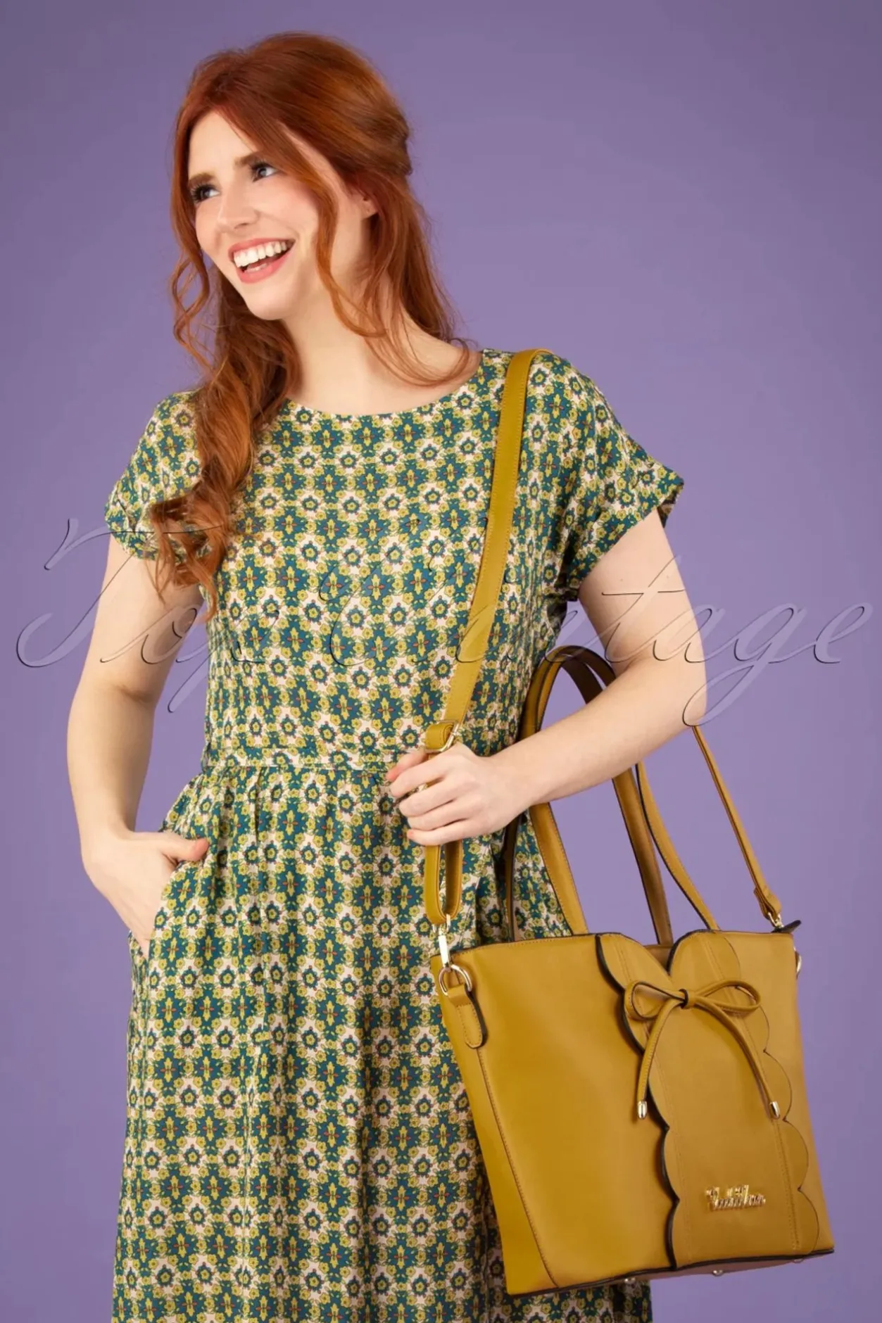 Vixen Bow Front Geschulpte Shopper Tas Mosterd Geel>Vrouwen Tassen