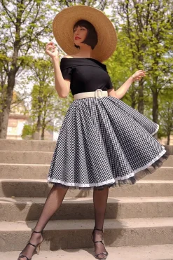 Glamour Bunny Brigitte Gingham Swing Jurk In Zwart En Wit><noscript><img width=