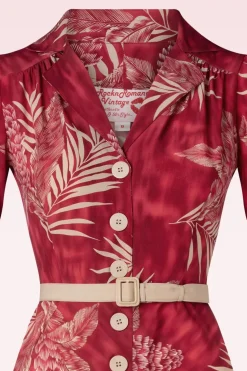 Rock N Romance Charlene Palm Blouse-Jurk In Robijnrood>Vrouwen Plus Size Jurken