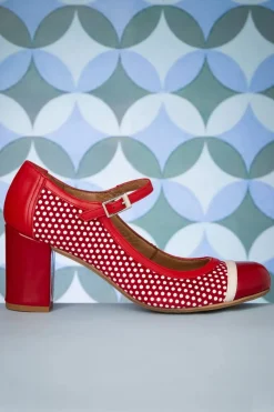 Nemonic Charol Lederen Mary Jane Pumps In Rood>Vrouwen Pumps