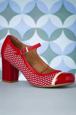 Nemonic Charol Lederen Mary Jane Pumps In Rood><noscript><img width=
