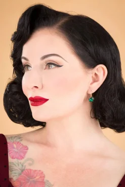 Lovely Cushion Cut Stone Oorbellen In Smaragdgroen>Vrouwen Sieraden