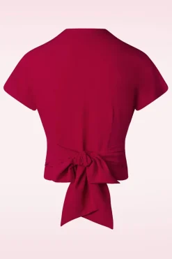Rock N Romance Darla Wikkelblouse Met Korte Mouwen In Rood>Vrouwen Blouses