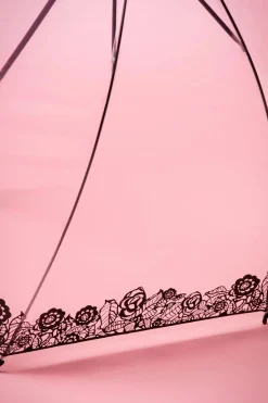 So Rainy Dentelle Flower Transparante Koepelparaplu In Zwart>Vrouwen Paraplu's