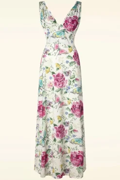 Vintage Chic for Topvintage Deveny Floral Maxi Jurk In Gebroken Wit>Vrouwen Plus Size Jurken