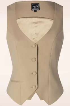 Glamour Bunny Business Babe Dianne Gilet In Beige>Vrouwen Jassen
