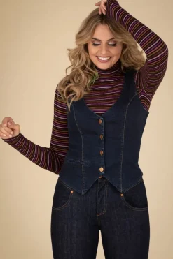 Rock-a-Booty Dianne Gilet In Denim Blauw><noscript><img width=
