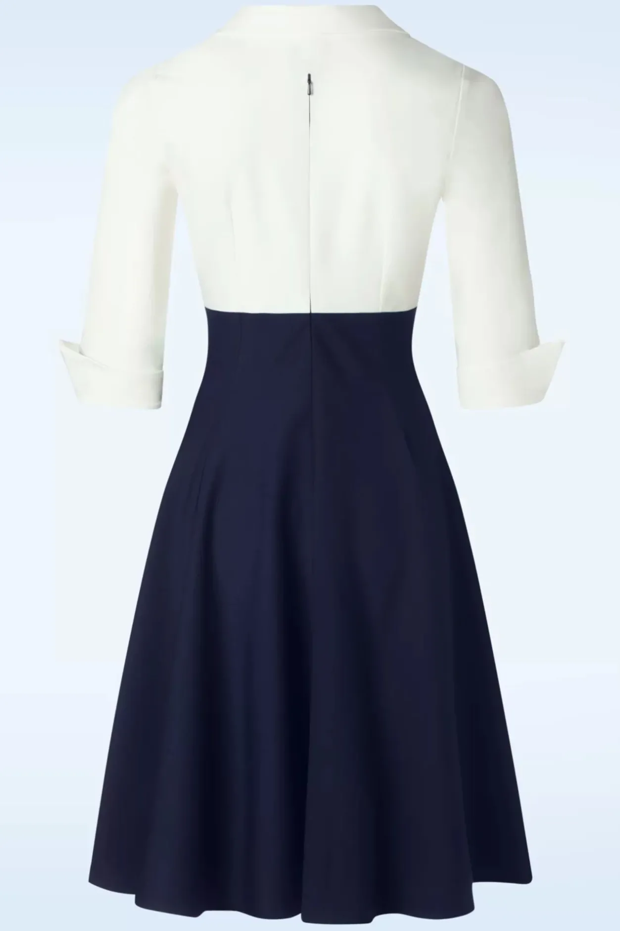Glamour Bunny Business Babe Dianne Swing Jurk In Wit En Marineblauw>Vrouwen Swing Jurken