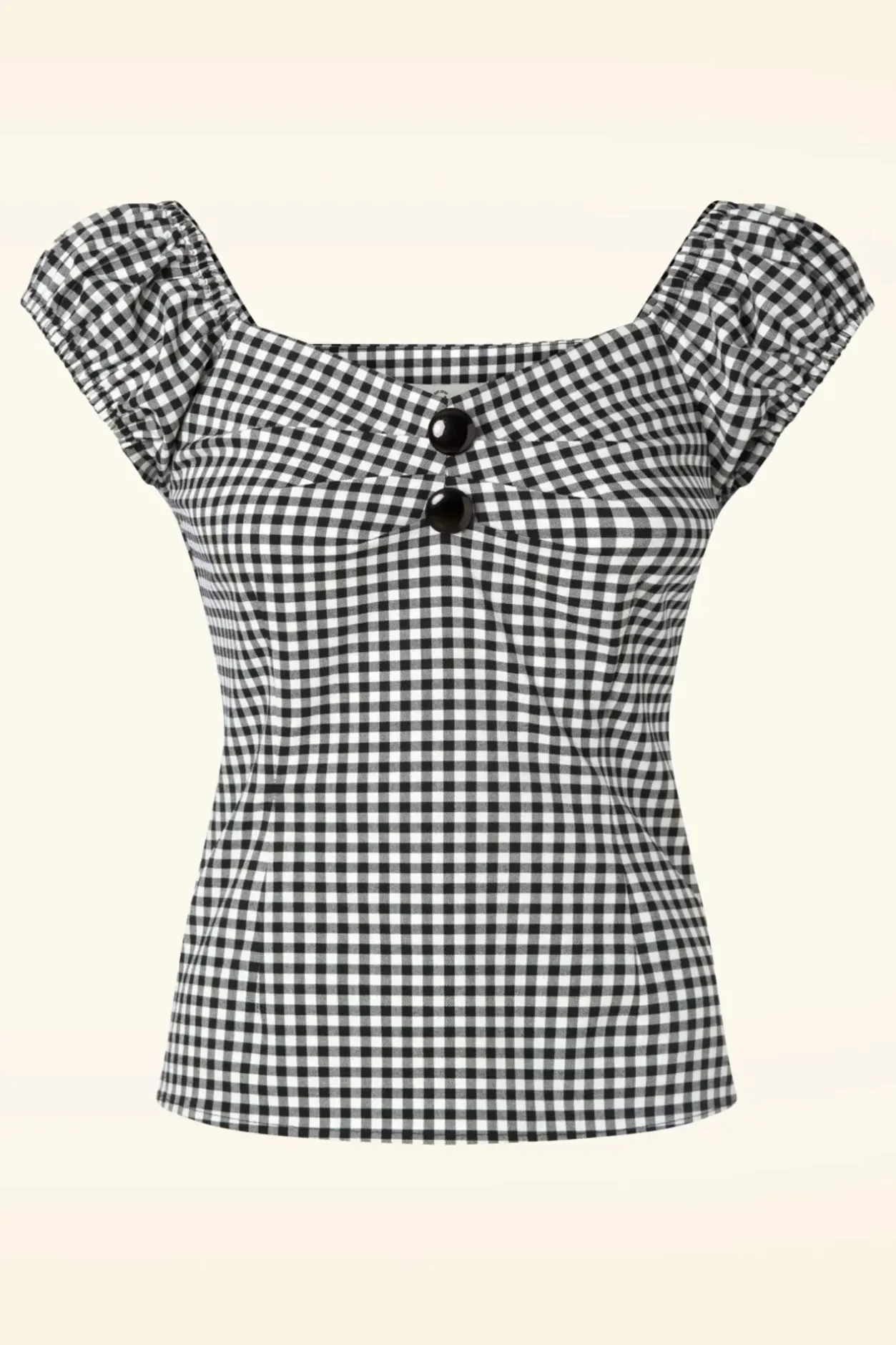 Collectif Clothing Dolores Gingham Top In Zwart En Wit>Vrouwen Tops