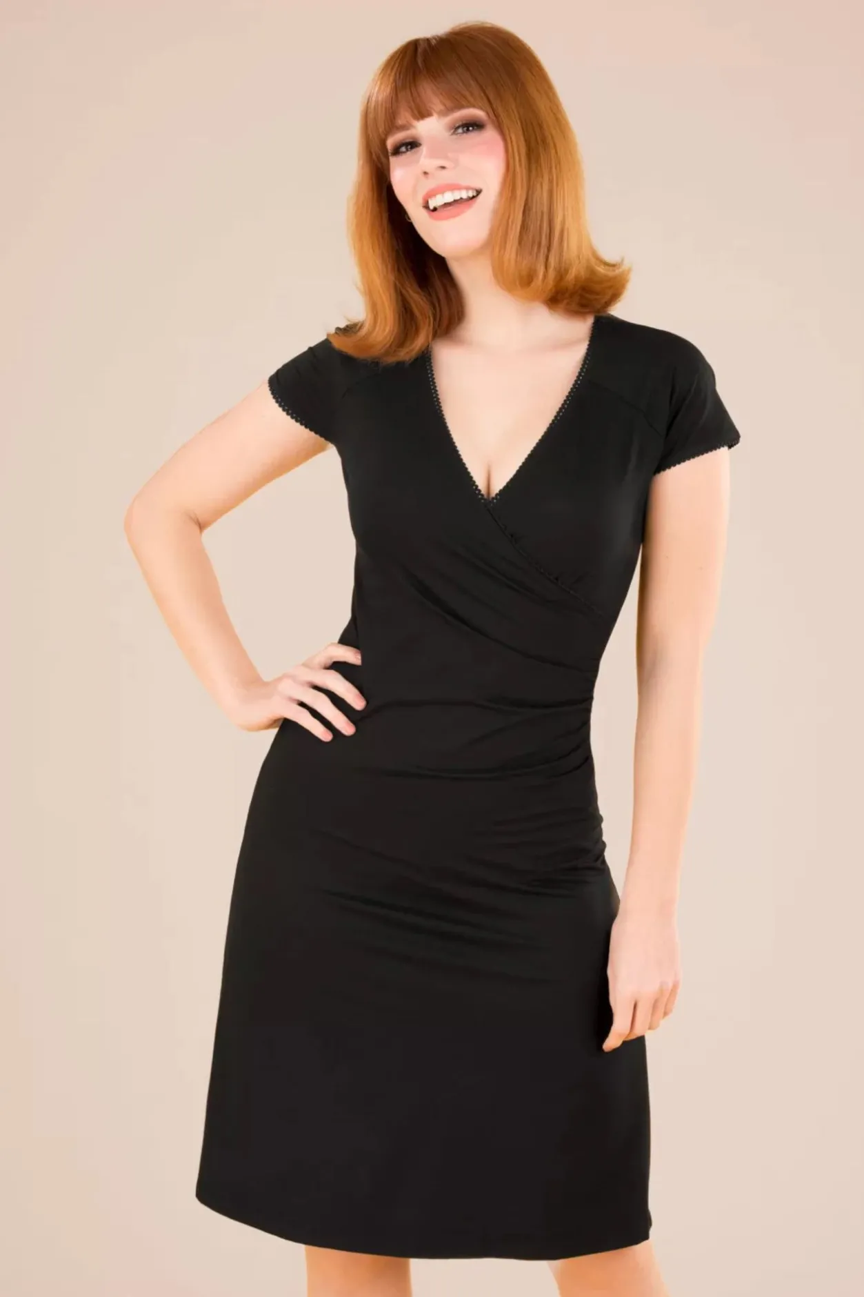 King Louie Ecovero Classic Overslagjurk In Zwart>Vrouwen Plus Size Jurken