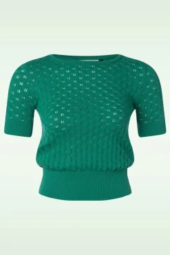 Very Cherry Ella Top In Smaragd>Vrouwen Truitjes