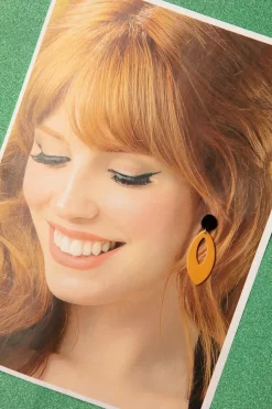 Glitz-o-Matic Ellips Hanger Oorbellen In Mosterd>Vrouwen Sieraden