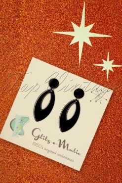 Glitz-o-Matic Ellips Oorbellen In Zwart>Vrouwen Sieraden