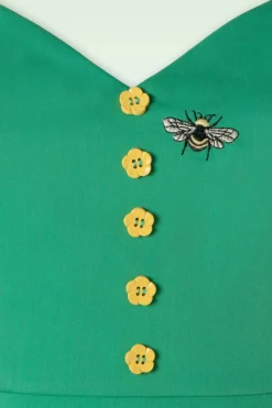 Vixen Embroidery Sunflower Flare Jurk In Groen><noscript><img width=