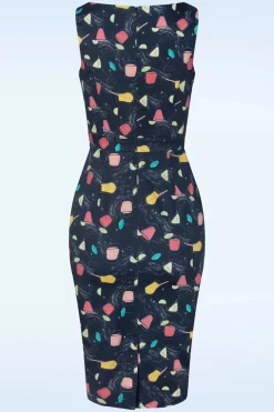 Topvintage Boutique Collection Exclusief Bij Topvintage ~ Adriana Cocktails Mouwloze Penciljurk In Donkerblauw>Vrouwen Plus Size Jurken