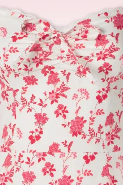 Timeless Femke Floral Swing Jurk In Wit En Cederroze><noscript><img width=