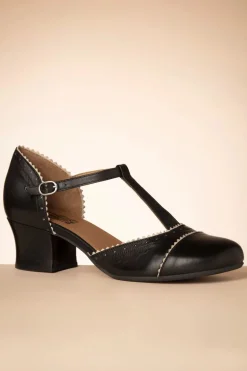 Miz Mooz Fernie T-Strap Pumps In Zwart En Creme>Vrouwen Pumps