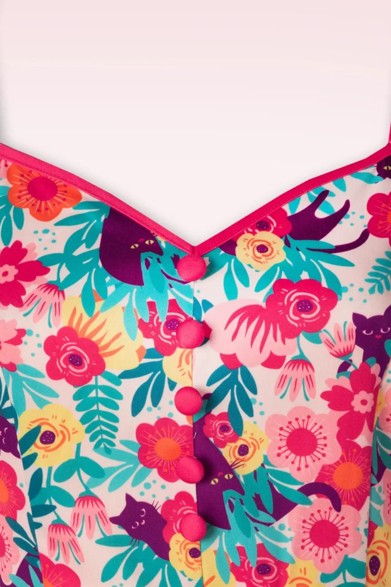 Vixen Floral Cats Print Flare Jurk In Multi>Vrouwen Plus Size Jurken