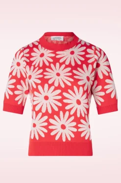 Compania Fantastica Freya Flower Jumper In Rood>Vrouwen Truitjes