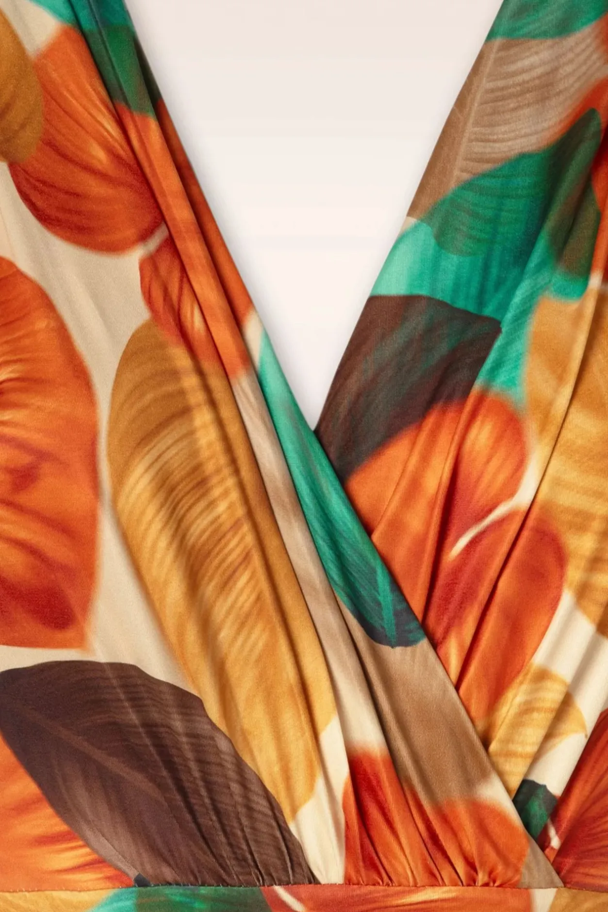 Vintage Chic for Topvintage Freya Maxi Jurk Met Bladprint In Ornaje>Vrouwen Plus Size Jurken