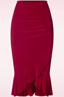 Vintage Chic for Topvintage Gianna Ruffle Pencil Rok In Rood>Vrouwen Rokken