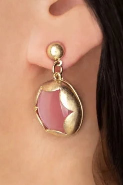 Lovely Gold Plated Cat Eye Oorstekers In Roze>Vrouwen Sieraden