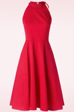 Banned Retro Hattie Halter Spot Swing Jurk In Rood>Vrouwen Plus Size Jurken