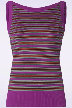 King Louie Hazel Bee Stripe Top In Sparkling Paars><noscript><img width=