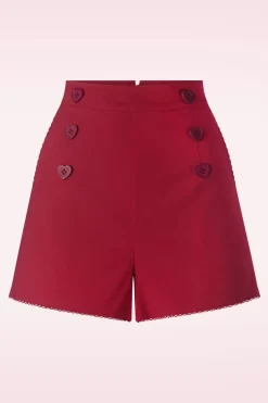 Vixen Heart Button Shorts In Rood>Vrouwen Broeken