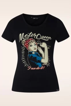 Queen Kerosin I Can Do It Motor Queen T-Shirt In Zwart>Vrouwen T-Shirts