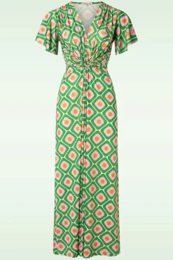 Vintage Chic for Topvintage Indy Maxi Jurk Geo Print In Groen>Vrouwen Plus Size Jurken
